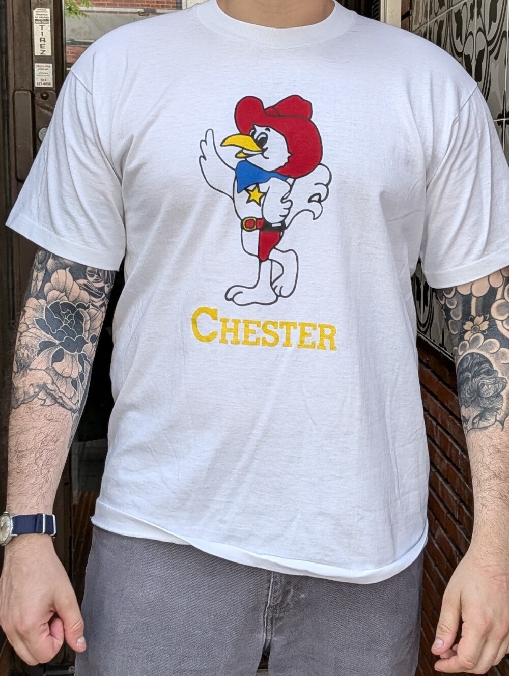 Vintage Single Stitch Chester Graphic Tee - Casual Men’s Shirt